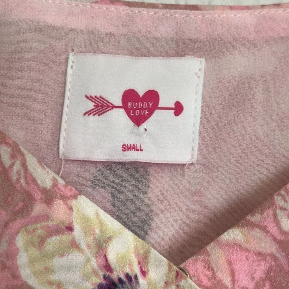 Buddy Love Cottagecore Puff Sleeve Pink Floral Maxi Long Dress Size Small NWT - Picture 6 of 12